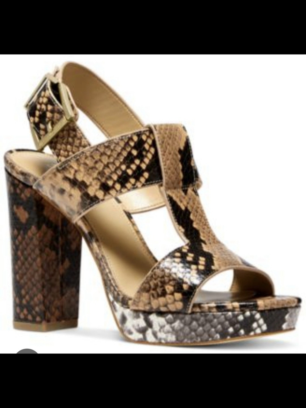 MICHAEL Michael Kors Milti Snake-Print Platform Block Heel Sandal